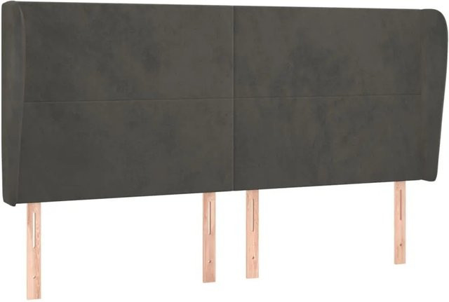 vidaXL Kopfteil mit Ohren aus Samt in Dunkelgrau, B: 203 cm, T: 23 cm, H: 118/128 cm - Bild 1
