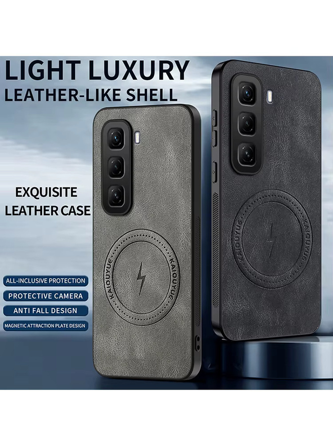 Luxus Leder Schutzhülle mit Magnetischer MagSafe Funktion für Infinix Note 60 Pro Plus und Note 60i in Blau - Bild 4