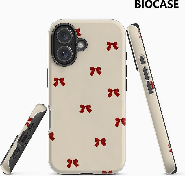 Potdemiel Handyhülle mit rotem Schleifen-Design für iPhone 17 16 15 14 13 Pro Max Plus, robuste magnetische Schutzhülle in Doppel- und Einzelschicht-Bauweise - Bild 1