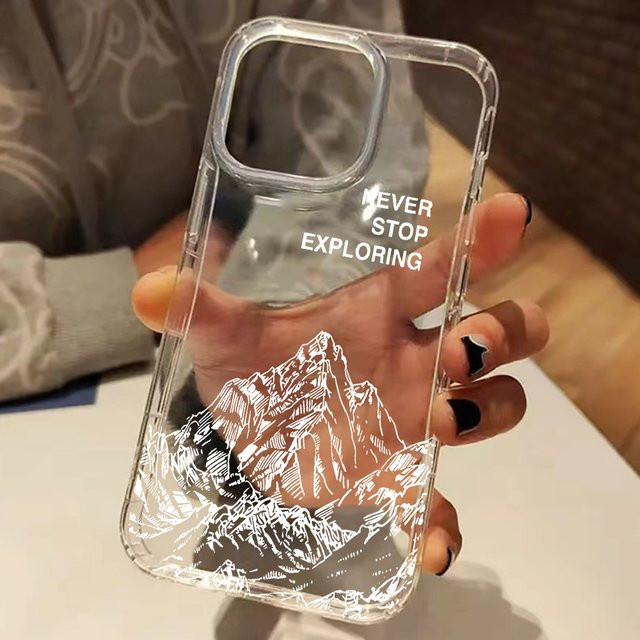 Transparente Silikon Handyhülle mit Bergketten-Muster für Apple iPhone 17 16 15 14 13 12 11 Pro Max Air Plus XS X XR - Bild 1