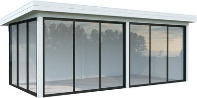 PALMAKO Pavillon Lenna aus Fichtenholz mit Pultdach, weiss lackiert, B/T/H: 588 x 340 x 245 cm - Bild 1