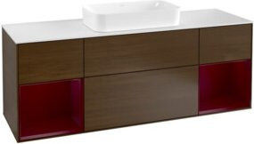 V&B Waschtischunterschrank Finion mit Wandbeleuchtung, Farbe: Weiß, B: 160 cm, T: 50,1 cm, H: 50,1 cm - Bild 1