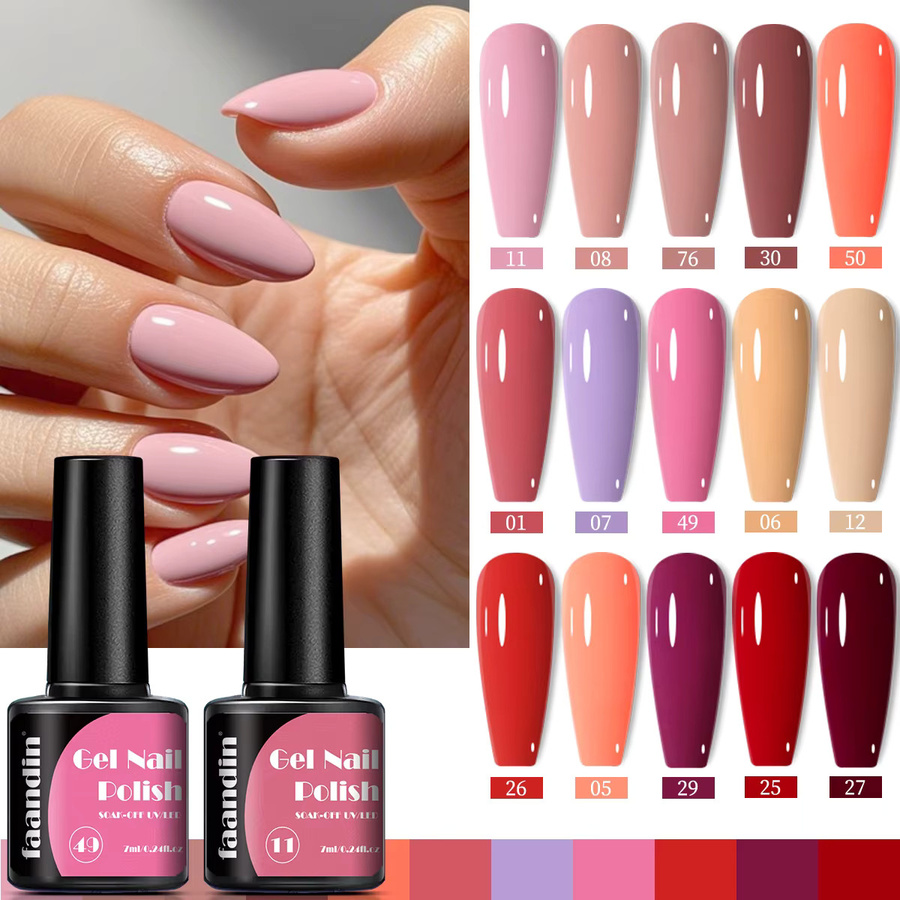 Faandin Gel-Nagellack-Set, Perlglanz, Lila, Rot, 6 Flaschen - Bild 3