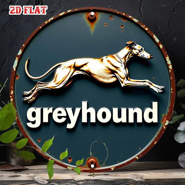 Rundes Aluminium-Metallschild Potdemiel mit Greyhound Hund Motiv in Multicolour, Durchmesser: 20 cm - Bild 1