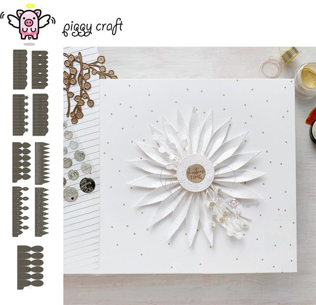 Piggy Craft Metall-Stanzformen für Scrapbook und Bastelarbeiten, Faltbare Blumenbordüre in Silber - Bild 1