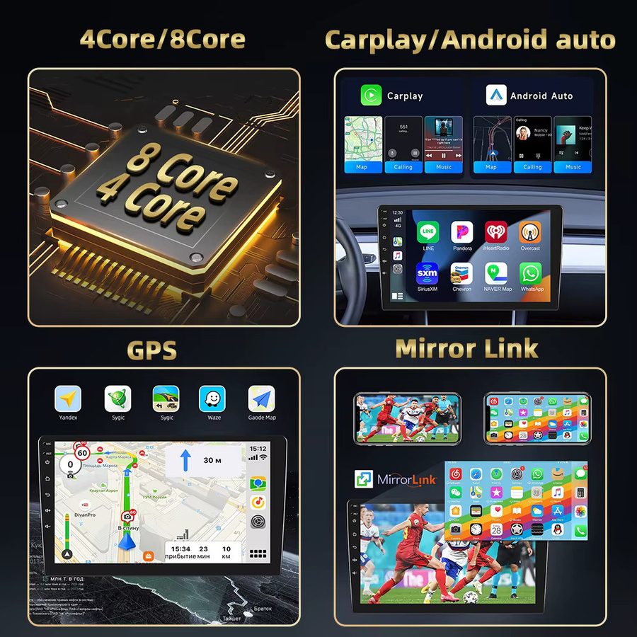 Podofo 9-Zoll Android Autoradio für SUZUKI Alto 2009 mit 8-Kern Prozessor, 8+128G Speicher, 4G, WLAN, GPS, CarPlay und Android Auto, Schwarz - Bild 3