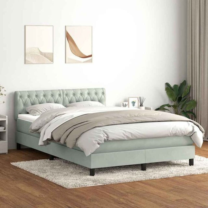 vidaxl Boxspringbett mit Matratze in Grau aus Samt, B/T/H: 160 x 220 x 78 cm - Bild 1