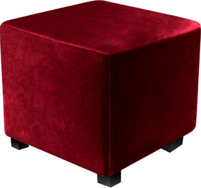 Yiran Furniture Eck-Ottomanenbezug aus dehnbarem Samt in Rot, Waschbarer Hockerbezug für Bankhocker - Bild 1
