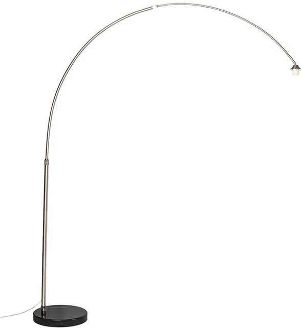 QAZQA Moderne Bogenleuchte in Silber mit Marmorfuß und dimmbarer E27 Leuchte, Höhe: 248 cm, Breite: 60 cm, Tiefe: 38 cm - Bild 1