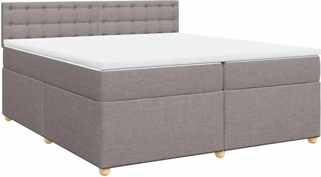 vidaXL Boxspringbett Hybrid mit Matratze und Kopfteil in Taupe, B/T: 200 x 200 cm - Bild 1