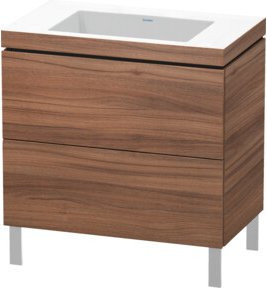 Duravit Waschtischunterschrank L-Cube c-bonded in Nussbaum Natur mit 2 Auszügen, Breite: 80 cm, Tiefe: 48 cm, Höhe: 69,8 cm - Bild 1