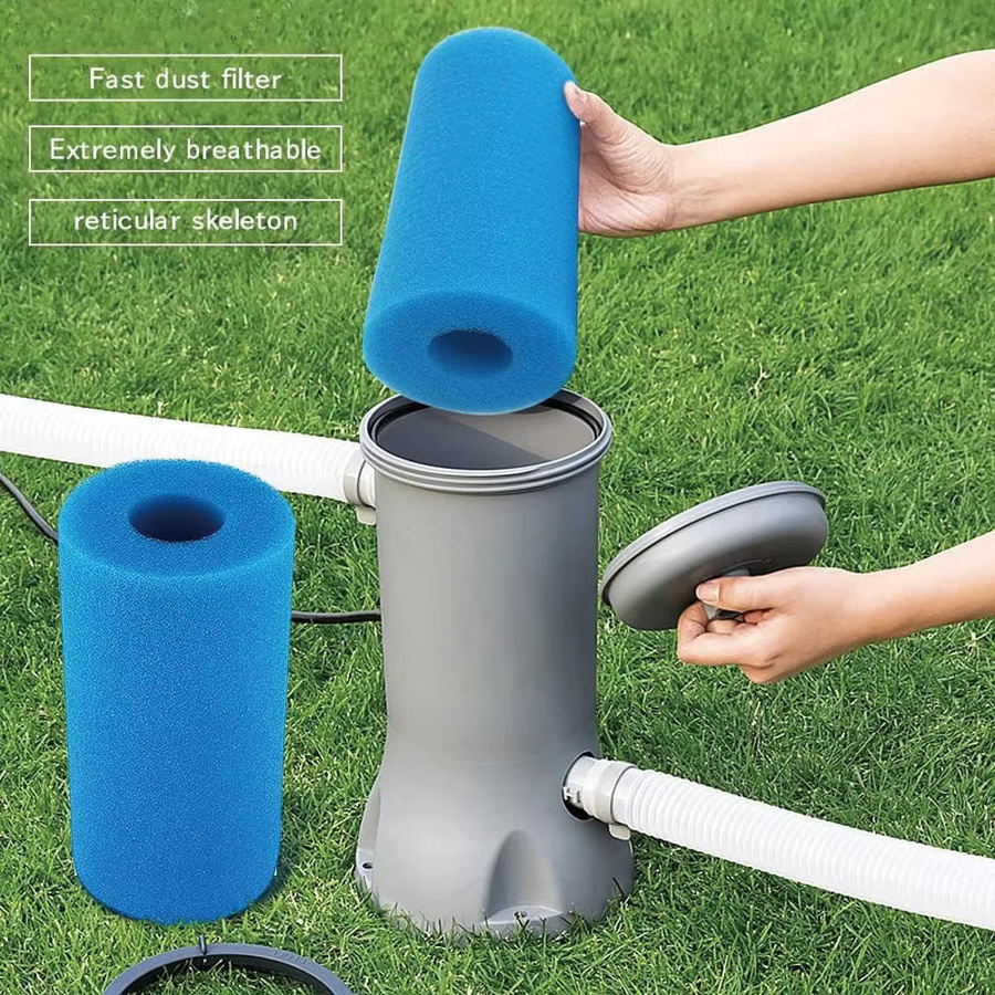 Intex Typ A Schwimmbadfilter-Schaumstoffkartusche, wiederverwendbarer und waschbarer Poolfilterkartusche in Blau - Bild 3