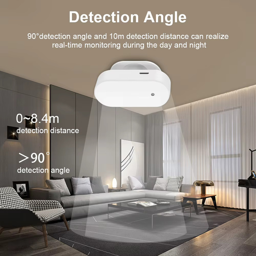 Tuya Smart Human Presence Detector mit 24 GHz Radar-Entfernungserkennung und WiFi, weißer PIR-Sensor zur Anwesenheitserkennung für deinen Smart Home Assistenten - Bild 3