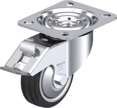 Blickle Lenkrolle L-V 80R-FI-FA mit Feststeller in Schwarz und Silber, Rad-Durchmesser: 80 mm, Tragfähigkeit: 50 kg - Bild 1