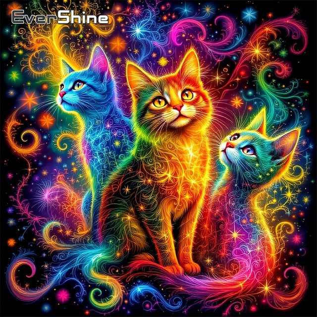 Evershine 5D DIY Diamant Mosaik Katze Tier Bild, Strass Malerei, Bunt / Mehrfarbig - Bild 1