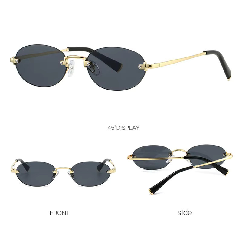 auecmoi Sonnenbrille, randlos, oval, Metall, Unisex - Bild 4