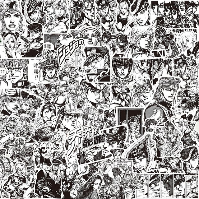 Bandai JoJo Bizarre Adventure Anime-Aufkleber, Schwarz-Weiß, 10/30/77 Stück - Bild 1
