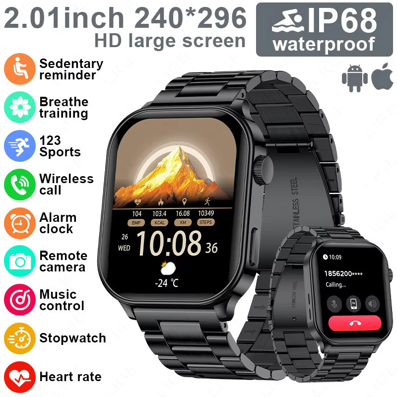 LIGE Smartwatch, Edelstahl, Schwarz, Herren und Damen - Bild 7