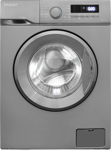 Exquisit Stand-Waschmaschine Frontlader WA7014-021A in Inoxlook Silber mit Aquastop und 7 kg Kapazität - Bild 1