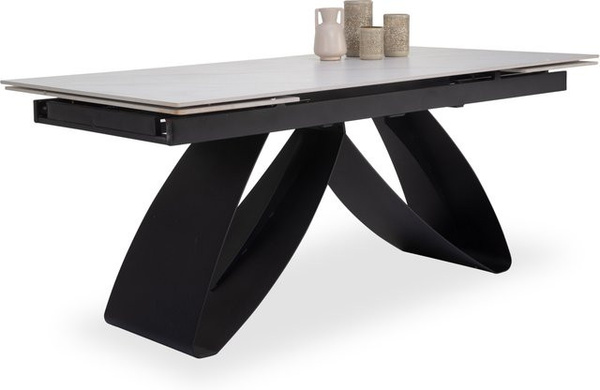 Esstisch HARPER SETANA modern aus Marmor Keramik in Weiß, ausziehbar, B/T/H: 180 x 90 x 78 cm