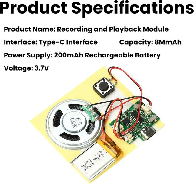 Aideepen DIY Soundmodul mit USB-C-Schnittstelle und 8MB Speicher für Geburtstagskarten und Pop-Up-Bücher - Bild 1