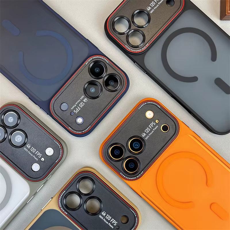 SUNWARD Magnetische Schutzhülle für iPhone 17 Air 16 15 14 Pro Max mit MagSafe-Funktion, Transluzent und Stoßfest, Transparent/Schwarz/Orange - Bild 2