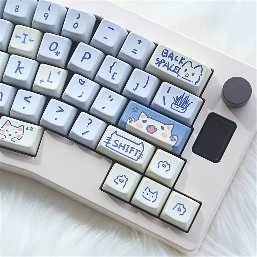 VVVBB MDA Tastenkappen Meow Meow Theme PBT für MX Switches, 148 Tasten, Mehrfarbig - Bild 1