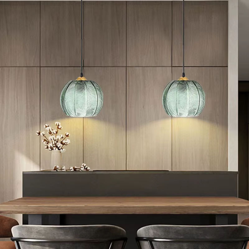 DARHYN Moderne Glas Pendelleuchte in Grün mit Blattmuster für Wohnzimmer, Esszimmer und Schlafzimmer - Bild 2