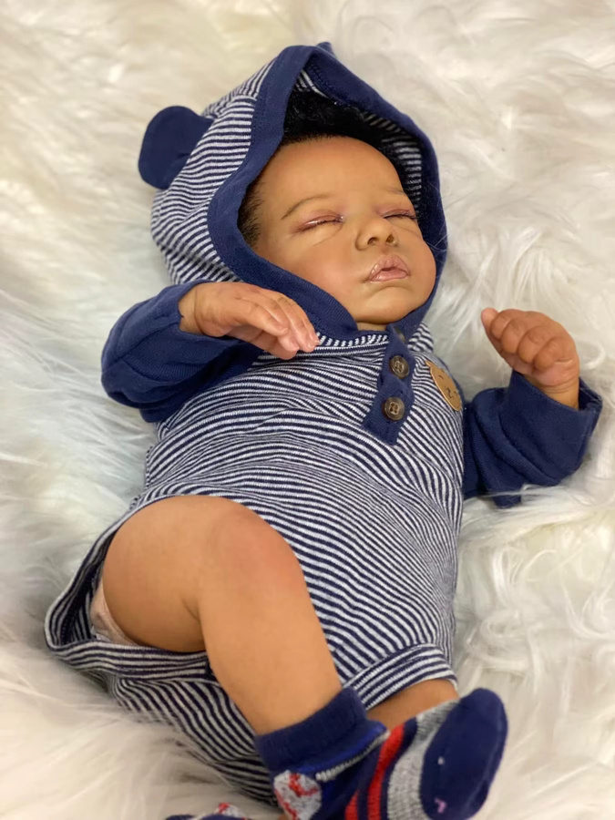 NPK Romy Reborn Baby Doll, 18 Zoll, Neugeborene, dunkle Haut - Bild 4