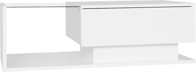 okwish Couchtisch mit LED-Beleuchtung und Glasplatte in Weiß, B: 100 cm, T: 50 cm, H: 35 cm - Bild 1