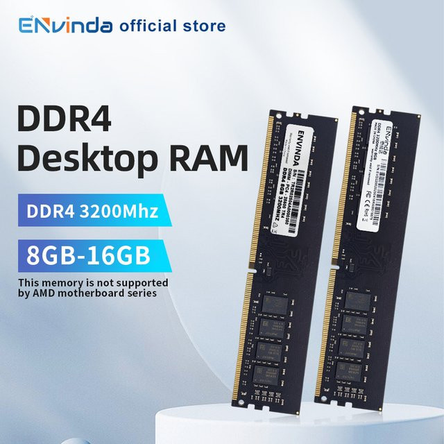 ENVINDA DDR4 PC RAM Desktop-Arbeitsspeicher DIMM 3200MHz Schwarz - Bild 1