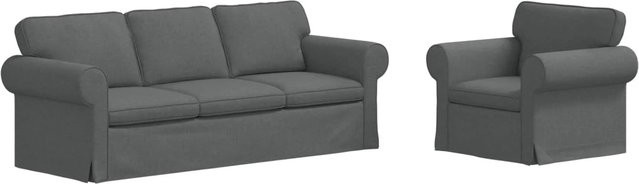 vidaXL Ecksofa 2-teilig Dunkelgrau mit Stoffbezug und Metallrahmen B/T/H: 215 x 82 x 80 cm - Bild 1