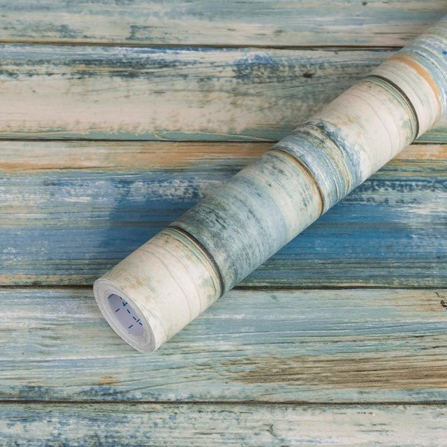 Selbstklebende TTOKKONG WALLPAPER Kontaktfolie in Blau im Shabby Chic Design zum Abziehen und Aufkleben - Bild 1
