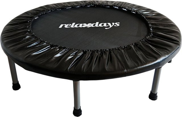 Relaxdays Indoor Trampolin aus Stahl und Kunststoff in Schwarz, klappbar und rutschfest, Durchmesser: 95 cm - Bild 1