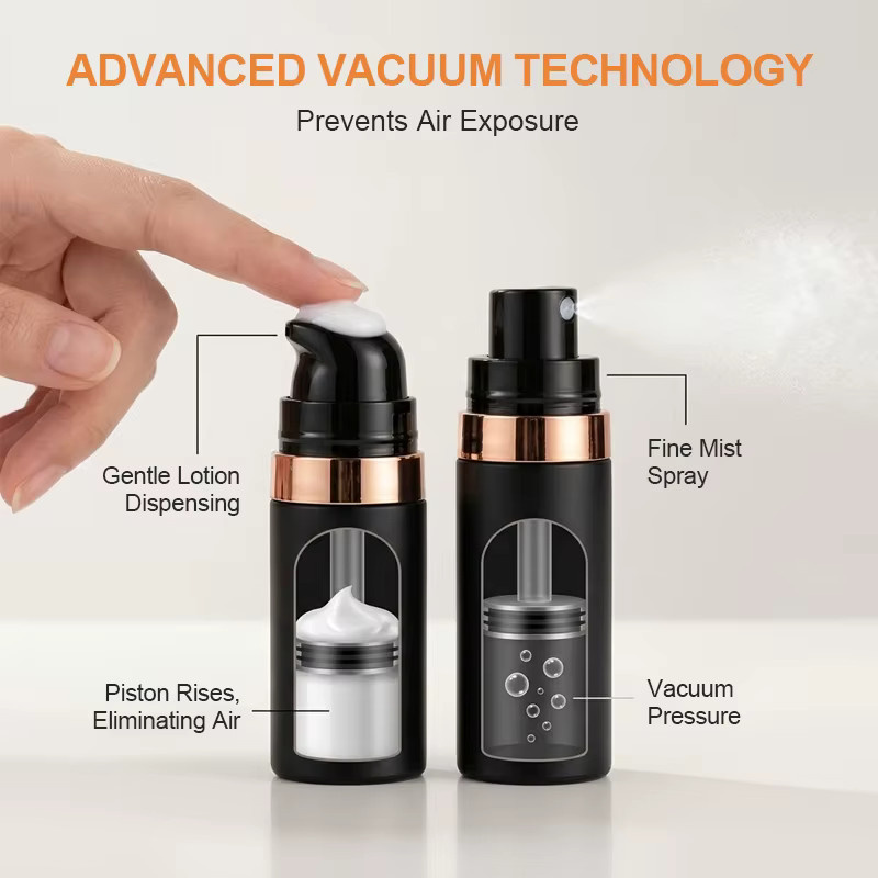 REAROYA Vakuumpumpflasche für Lotion, Schwarz - Bild 3