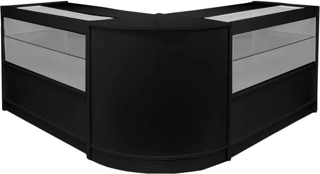 MonsterShop Gemini Verkaufstheke in Schwarz mit Glasfront, B/T/H: 161,5 x 90,0 x 60,0 cm - Bild 1