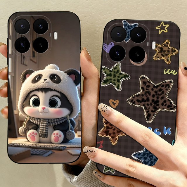 Xiaomi 17T Pro 5G Handyhülle aus mattem Silikon mit Leopardenmuster und Sternen in Multicolour - Bild 1