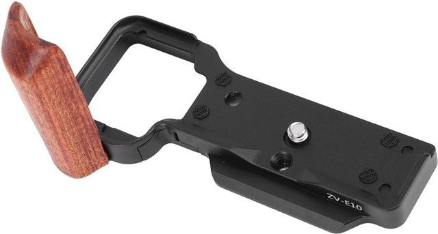 KONNWEI Kamera L-Winkel für ZV E10 aus Aluminium mit Holzgriff und Schnellwechselplatte, Farbe: Schwarz - Bild 1