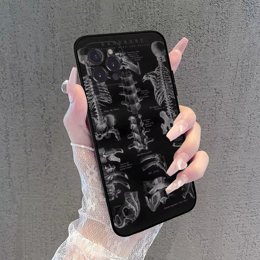 Handyhülle mit Skelett-Design für iPhone 15 14 13 12 11 Pro Max Mini XS XR 7 8 Plus in Schwarz - Bild 2