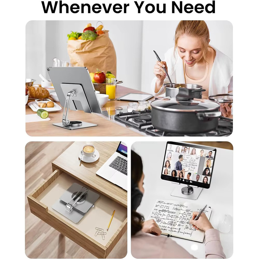 NYFundas Tablet-Ständer in Silber, 360 Grad drehbar, verstellbar und faltbar, kompatibel mit Xiaomi Pad 7, Redmi, iPad Pro, Mini, Air 12,9 und Kindle - Bild 2