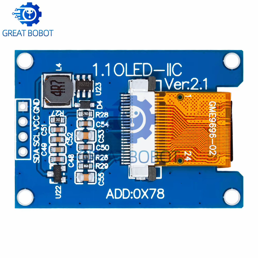 Baishundianzi SH1107 OLED-Bildschirm 1,1 Zoll Weiß mit 4PIN SPI und 7PIN Schnittstelle für Arduino-Projekte, B/H/T: 96 x 96 mm - Bild 2