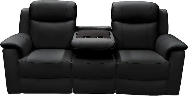 Vente-unique Relaxsofa Evasion aus schwarzem Echtleder, Breite: 205 cm - Bild 1