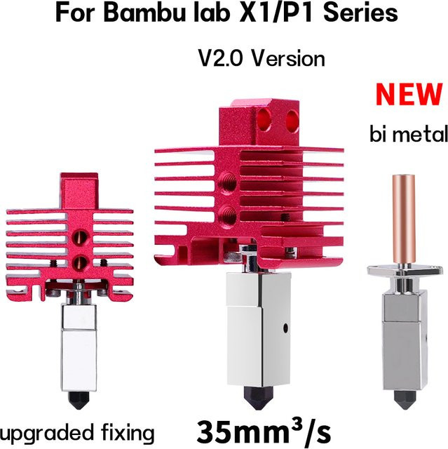 TWO TREES Hotend-Upgrade TZ 2.0 Version für Bambu Lab X1 X1C P1P P1S mit gehärteter Düse und Bi-Metall Thermistor in Schwarz - Bild 1