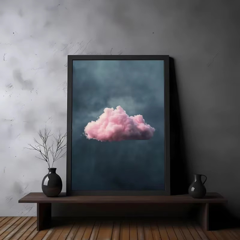 Potdemiel Abstrakte Wolken Leinwandmalerei Rosa Modernes Wandbild für deine Wohnzimmer Dekoration - Bild 2