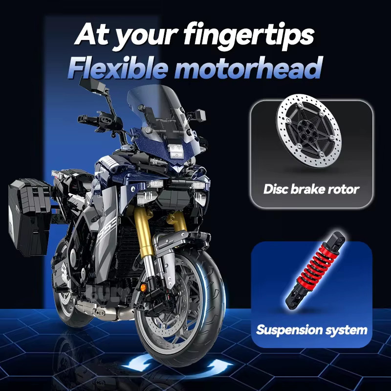 XMWL Technik 1:5 Motorrad Tracer 9GT+ Bausteine Modell Bausatz, 2461 Teile - Bild 2