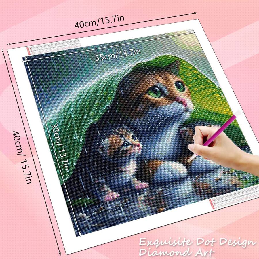 HUACAN Diamant-Mosaik 5D Katze Tier Set mit Rundsteinen in Multicolour, B/H: 20 x 20 cm - Bild 2