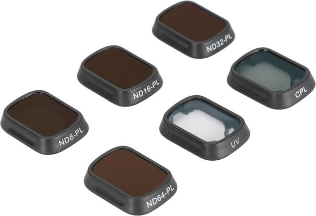 OutsideWorld Drohnenkamera Objektivfilter Set für Mini 3 Pro in Schwarz mit UV, CPL, ND8PL, ND16PL, ND32PL und ND64PL Filtern - Bild 1