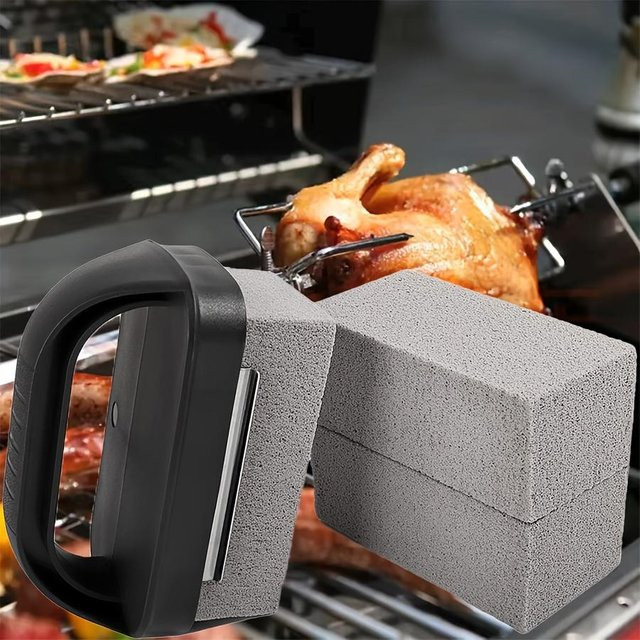 XYNN Hochleistungs-Bimsstein Grillreiniger mit Griff in Grau für BBQ, Pool und Spülbecken - Bild 1