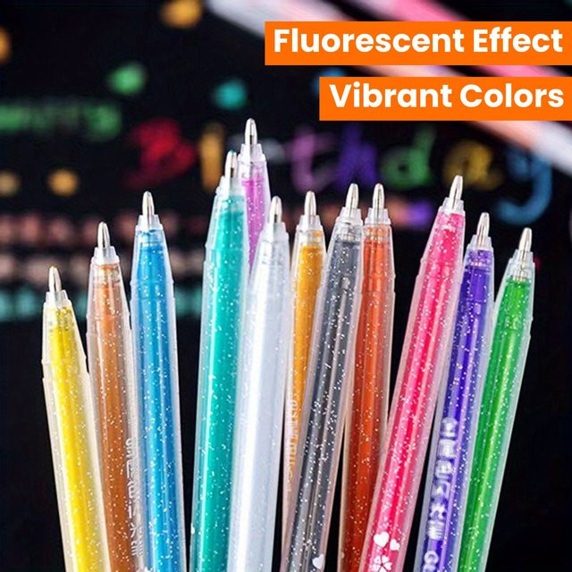 Ideal Creat Glitzer-Gelstifte Set, 12-teiliges Set in 12 Farben, schnell trocknende fluoreszierende Stifte für Schule und Büro - Bild 1