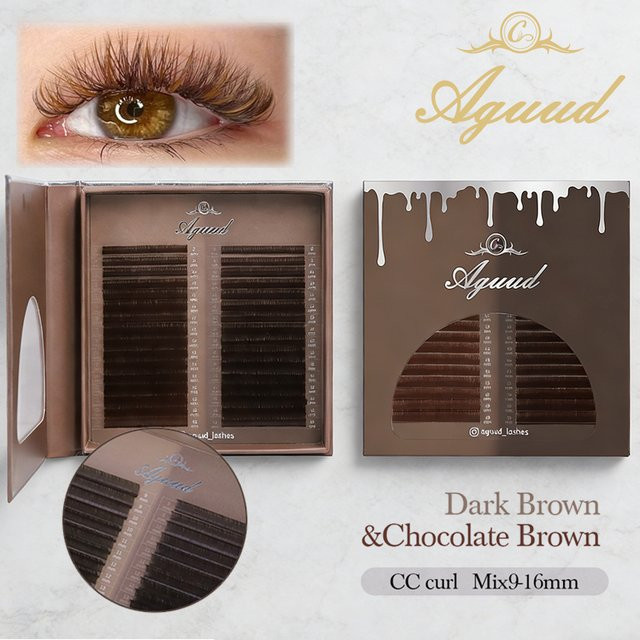 Aguud Wimpernverlängerung 5D Mix, Hell- und Dunkelbraun, Einzelwimpern-Tray - Bild 1